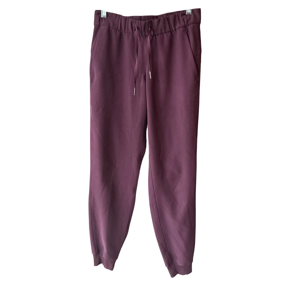 Lululemon Jogger Pants Plum Maroon Drawstring‎ Stretch Athletic Women's Size 4